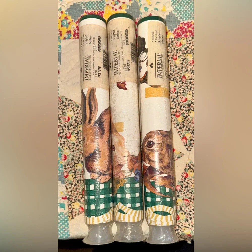 Vintage Imperial wallpaper boarder country-style rabbits, fruit